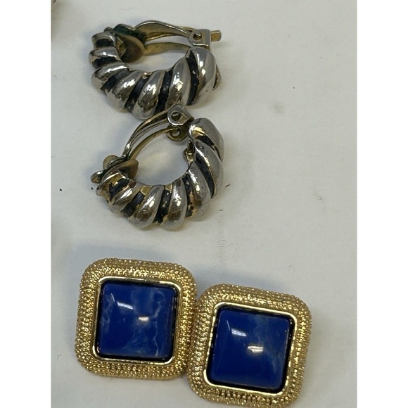 Vintage Clip-On Earring Lot 1980s-90s‎ Bold Enamel Pearl Beaded Statement Retro - Picture 8 of 8